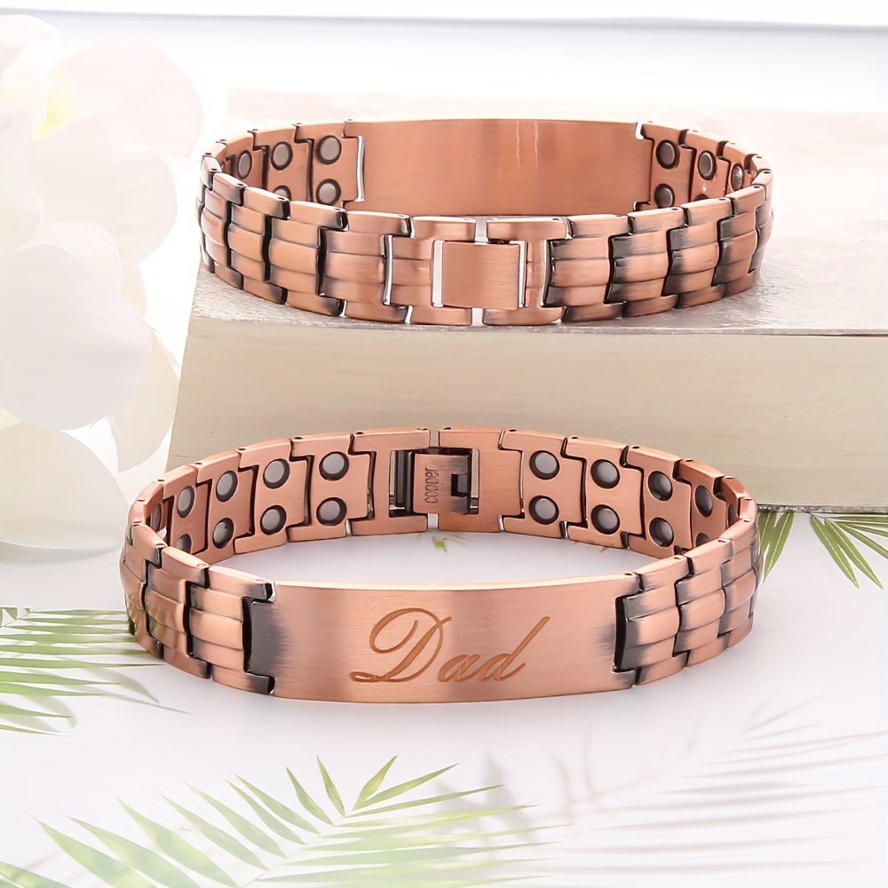 Magnetic Bracelet for Men, Engraved 'Dad', Gift Box